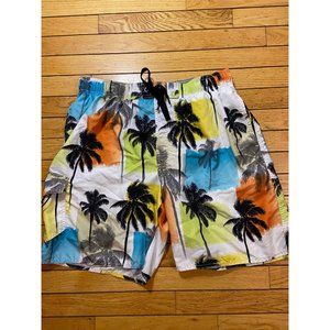 Paradise shores Swim Trunks size large Palm tree print